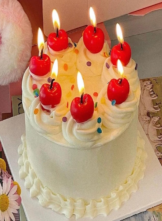 Aprildecember 5 Pcs Cherry Shaped Birthday Candles, Cute Fruit Shaped Candles, Cherry Cake Decorations Cake Cupcake Topper for Birthday Party Wedding Supplies - Image 5